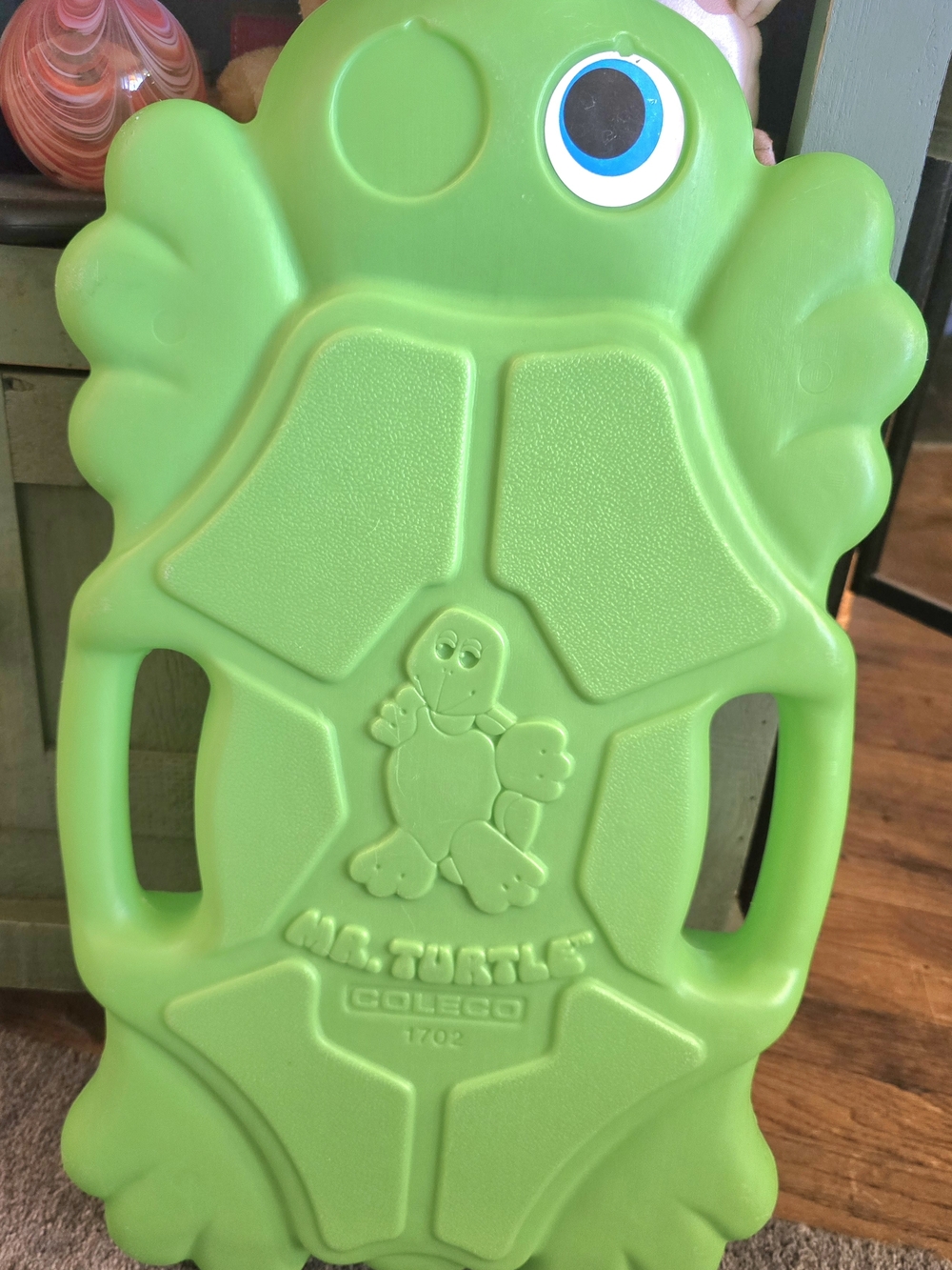 Vintage 80's Mr. Turtle Kickboard Green Kids Sled / Ride-On!!